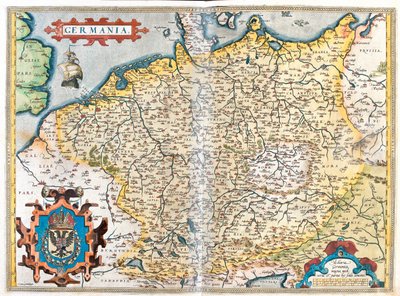 Frankrijk (Regio: Haute-Normandie, Picardie, Nord-Pas de Calais, Ile-de-France, Champagne-Ardenne, Lotharingen, Elzas, Bourgogne, Franche-Comté, Rhône-Alpes), België, Nederland, Luxemburg, Duitsland, Polen (woiwodschap: West-Pommeren, Pommeren, Lubusz, Gr door Abraham Ortelius