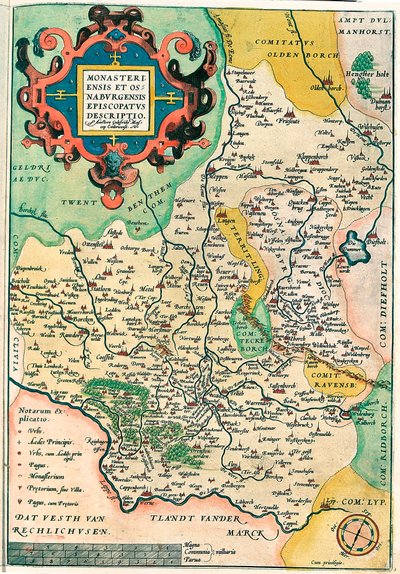 Franciae Orientalis: Monasteriensis Et Osnaburgensis Episcopatus Descriptio Geografische kaart van Frankenland in Duitsland uit 