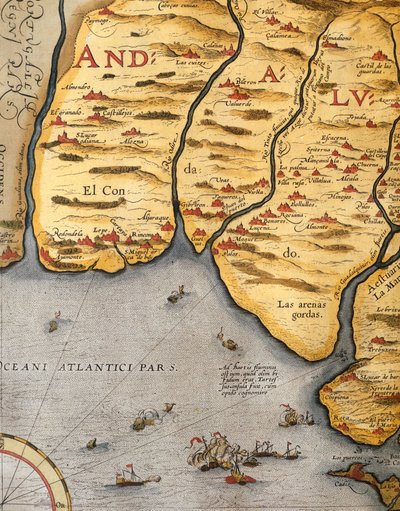 Haven van Palos, door Abraham Ortelius (1528-1598), plaat door Abraham Ortelius