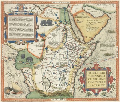 Kaart van Afrika en het Arabisch Schiereiland door Abraham Ortelius