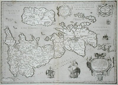 Kaart van Groot-Brittannië en Ierland door Abraham Ortelius