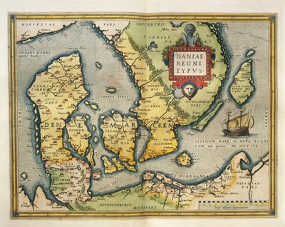 Kaart van Denemarken, uit Theatrum Orbis Terrarum door Abraham Ortelius door Abraham Ortelius