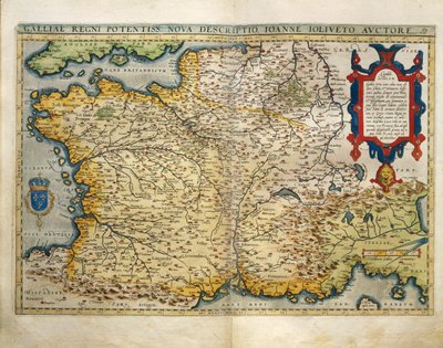Kaart van Frankrijk, uit Theatrum Orbis Terrarum door Abraham Ortelius