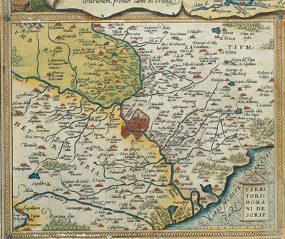 Kaart van Lazio regio, uit Theatrum Orbis Terrarum door Abraham Ortelius door Abraham Ortelius