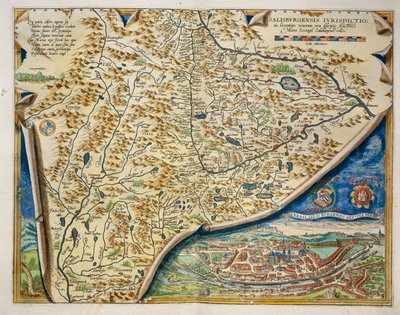 Kaart van het bisdom Salzburg, Oostenrijk, uit Theatrum Orbis Terrarum door Abraham Ortelius door Abraham Ortelius