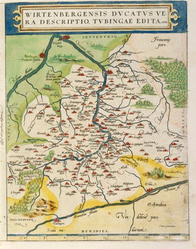 Kaart van Württemberg, uit Theatrum Orbis Terrarum door Abraham Ortelius door Abraham Ortelius