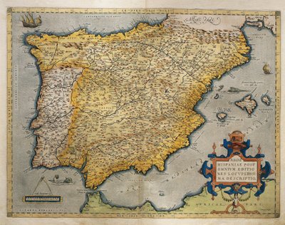 Kaart van het Iberisch schiereiland, uit Theatrum Orbis Terrarum door Abraham Ortelius door Abraham Ortelius