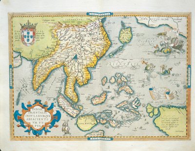 Kaart van de Indiën, uit Theatrum Orbis Terrarum door Abraham Ortelius door Abraham Ortelius