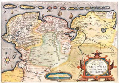 Nederland (Provincie: Overijssel, Flevoland, Drenthe, Friesland, Groningen), Duitsland (Deelstaat: Nedersaksen, Noordrijn-Westfalen) door Abraham Ortelius