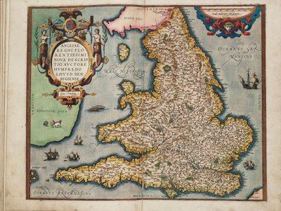Nieuwe kaart van het meest bloeiende koninkrijk Engeland, door Humphrey Lloyd van Denbigh door Abraham Ortelius