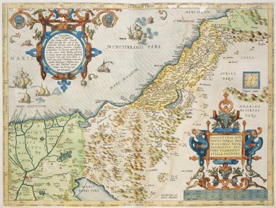 Palestina, door Abraham Ortelius, uit Theatrum Orbis Terrarum, Antwerpen, plaat door Abraham Ortelius