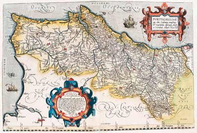 Portugese geografische kaart van het grondgebied van Portugal uit 
