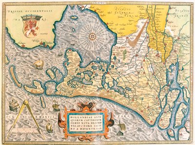 Province: Friesland, North Holland, South Holland, North Brabant, Limburg, Utrecht, Gelderland, Flevoland, Netherlands door Abraham Ortelius