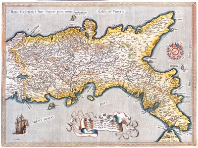 Zuid Lazio, Zuid Marche, Abruzzo, Molise, Campasnia, Apulië, Basilicata Calabrië, Italië door Abraham Ortelius