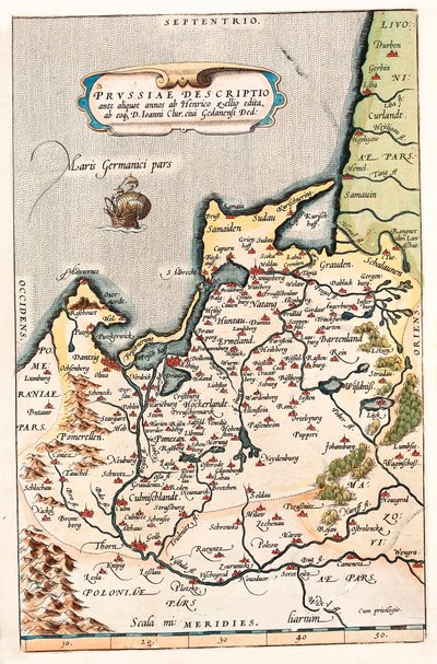 Thietmarsiae, Holsaticae regionis parties typus Geografische kaart van het gebied in Noord-Polen met de stad Dantzig (Dantzig, Gdansk) uit 