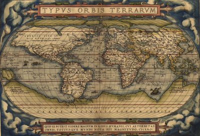 Wereldkaart Typvs Orbis Terrarvm door Abraham Ortelius