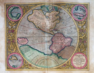 Wereldkaart door Abraham Ortelius (1527-1598) door Abraham Ortelius