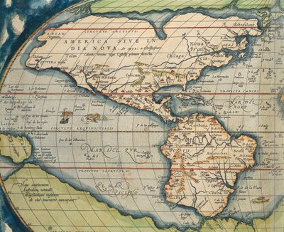 Wereldkaart uit Theatrum Orbis Terrarum door Abraham Ortelius door Abraham Ortelius