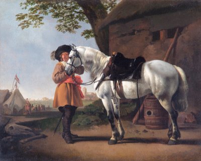 Een Ridder met een Grijs Paard, 17e eeuw door Abraham Pietersz van Kalraet
