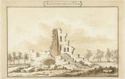 Ruïne van het huis te Vliet, in de Lopikkerwaard door Abraham Rademaker