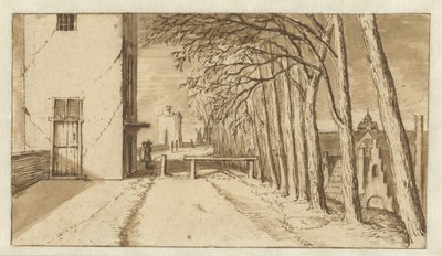 Uitzicht langs de stadswal van Utrecht, vanuit het zuiden, met de Smeetoren (