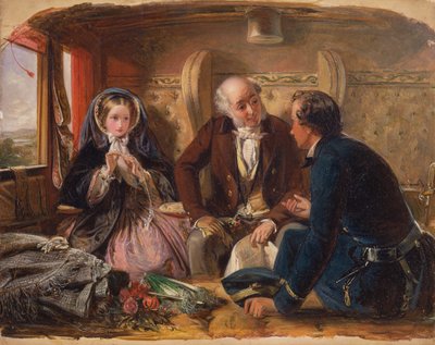 Eerste klas - De ontmoeting. En bij de eerste ontmoeting geliefd, 1855 door Abraham Solomon