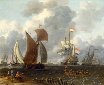 Een zeeslag door Abraham Storck