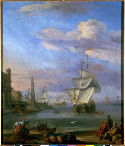 Een Nederlandse haven door Abraham Storck