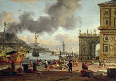 Een Middellandse Zee Haven Scene door Abraham Storck
