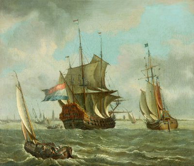 Schepen voor Amsterdam door Abraham Storck