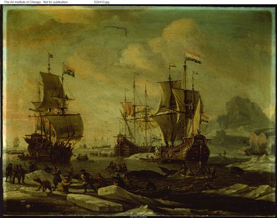 De Nederlandse Walvisvloot door Abraham Storck