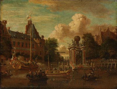 De Moskovische delegatie op bezoek in Amsterdam door Abraham Storck