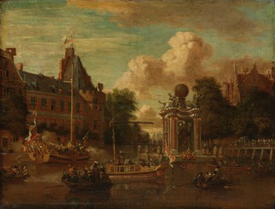 De Moskouse delegatie bezoekt Amsterdam, 29 augustus 1697 door Abraham Storck