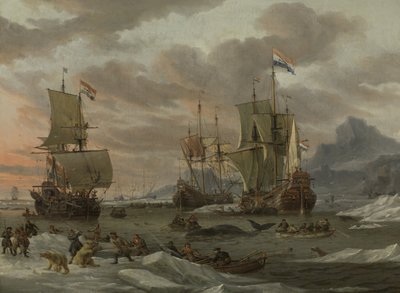 Walvisvangstgebieden in de Noordelijke IJszee door Abraham Storck
