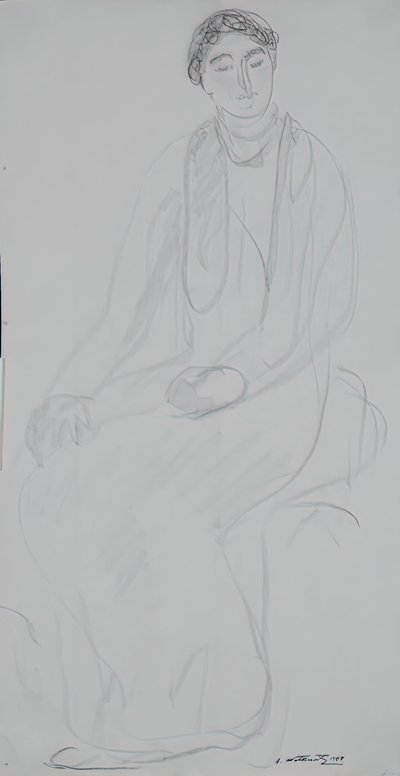 Zittende vrouw, 1907 door Abraham Walkowitz
