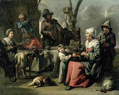 Boerenfamilie bij een Bron door Abraham Willemsens