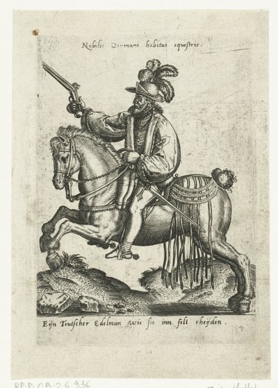 Duitse ruiter met pistool door Abraham de Bruyn (attributed to)