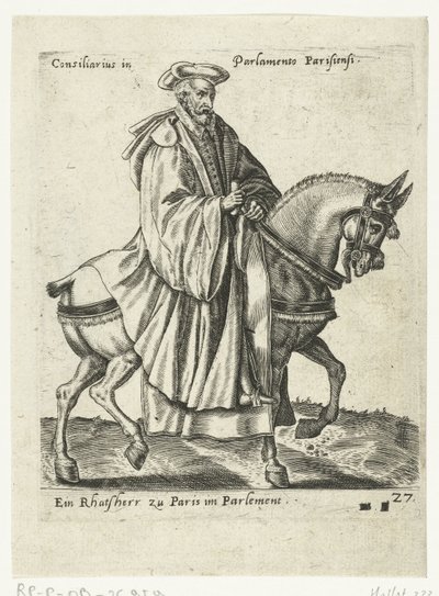 Franse raadsheer te paard door Abraham de Bruyn (attributed to)