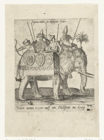 Indiërs op een krijgsolifant door Abraham de Bruyn (attributed to)