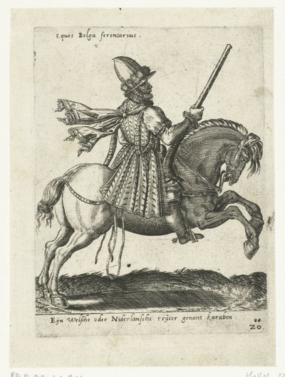 Nederlandse ruiter met karabijn door Abraham de Bruyn (attributed to)