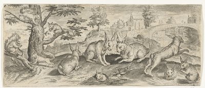 Eekhoorns en konijnen door Abraham de Bruyn (possibly)