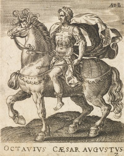 Octavius Caesar Augustus van Twaalf Caesars te Paard, ca. 1565-1587 door Abraham de Bruyn