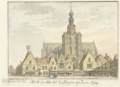 Kerk en Markt te Bergen op Zoom door Abraham de Haen (II)