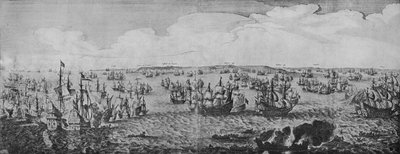 Slag in de Downs, ca. 1639 door Abraham de Verwer