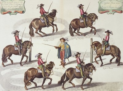 De Markies van Newcastle geeft Kapitein Mazin een rijles, plaat 15 uit De Methode en Nieuwe Uitvinding van Paarden Dresseren door William Cavendish, gegraveerd door Lucas Vo door Abraham van Diepenbeeck