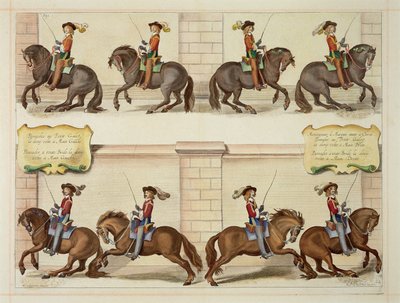 De markies van Newcastle te paard die dressuurstappen demonstreert, plaat 22 uit 