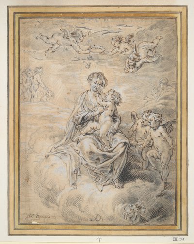 Maagd en Kind in de Hemel, met Putti door Abraham van Diepenbeeck
