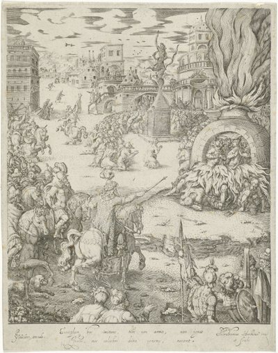 Shadrach, Meshach en Abednego in de vurige oven door Abraham van den Hecken