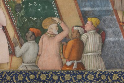 Detail van Keizer Jahangir met Heilige Mannen in een Tuin, c.1615 door Abul Hassan Ghaffari
