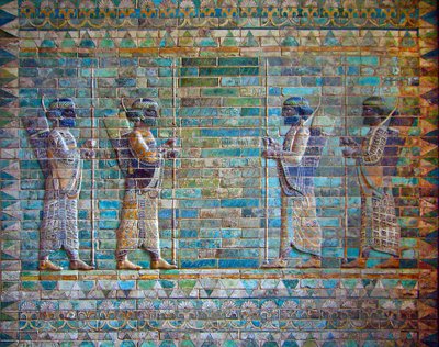 Detail van fries van boogschutters, Paleis van Darius I, Susa, Iran, ca. 510 v.Chr. door Achaemenid